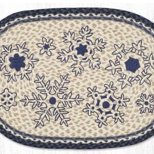 Snowflakes Hand Stenciled Door Mat New Jute Braided Throw Rug Holiday 20x30 in…